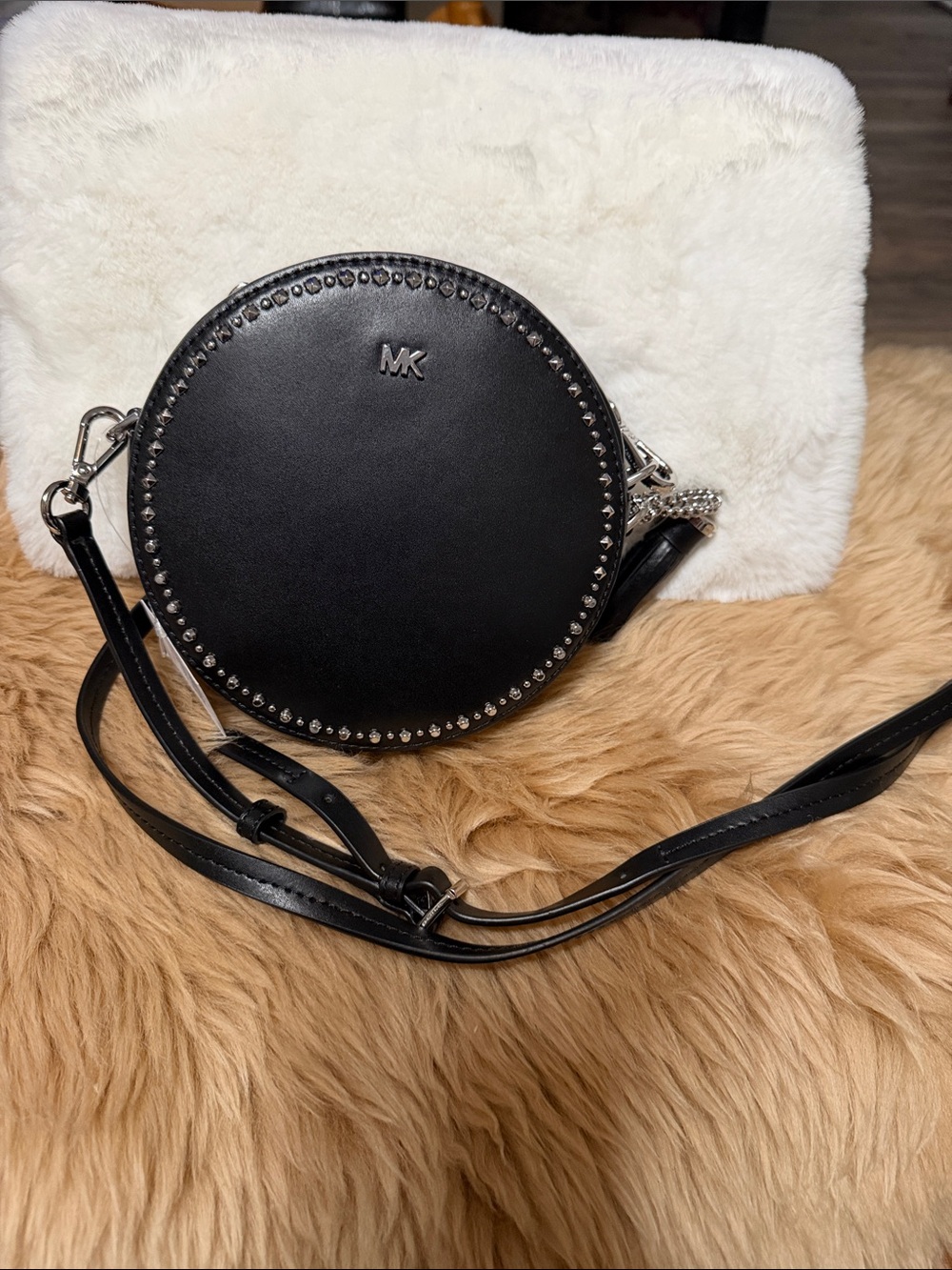 Michael Kors Black Leather Crossbody Canteen Bag NWT